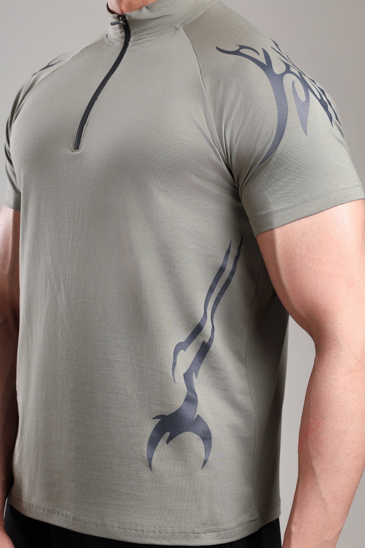 GROW ShadowTribe Zip Tshirt Mid grey