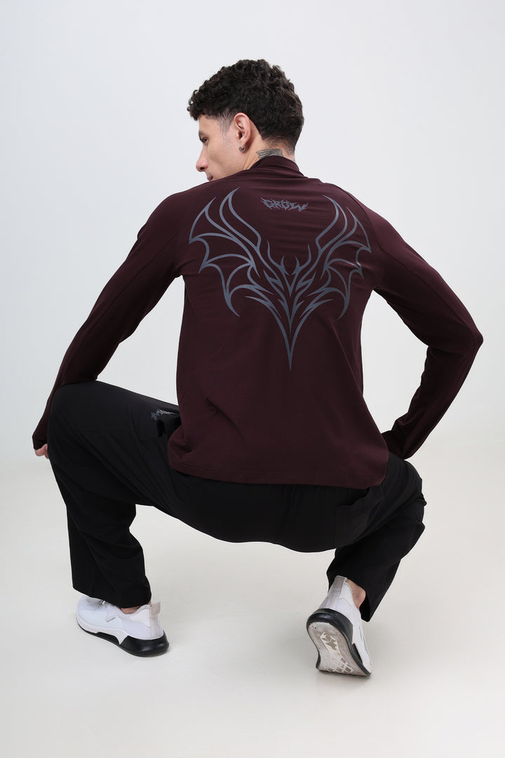 Quarter Zip T-Shirt (Cotton Feel) Wine