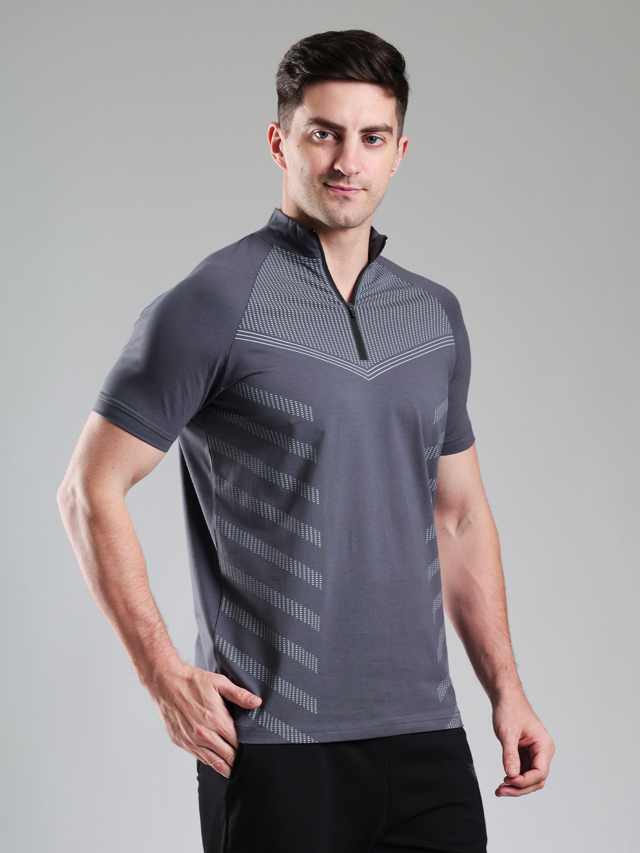 Grow AeroFlex Quarter Zip T-Shirt Dark Grey