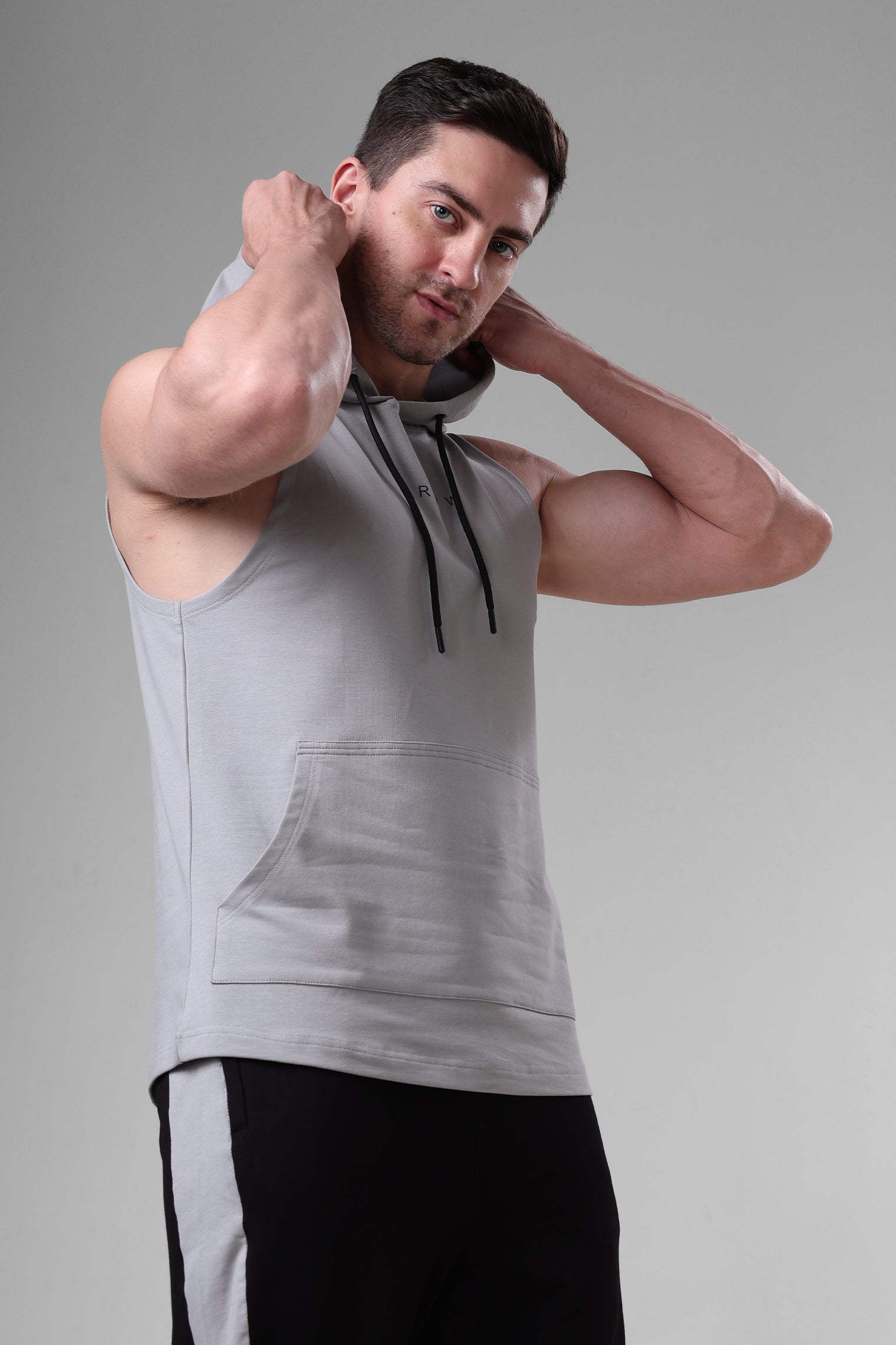 Grow Sleeveless Hoodie Light Grey