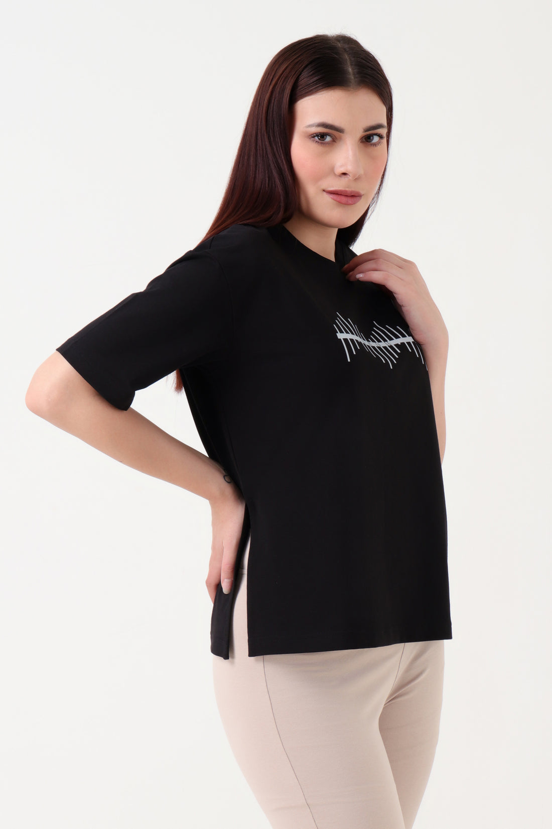 Oversized Slit Tshirt Black