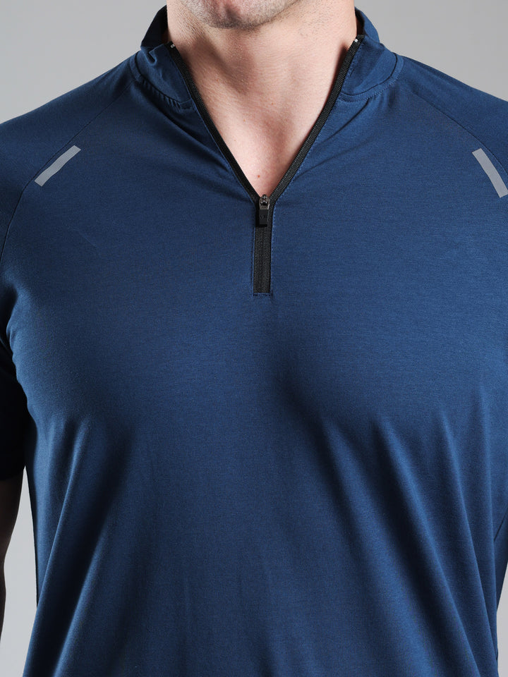 Raglan Quarter Zip Half Sleeves Tshirt Airforce