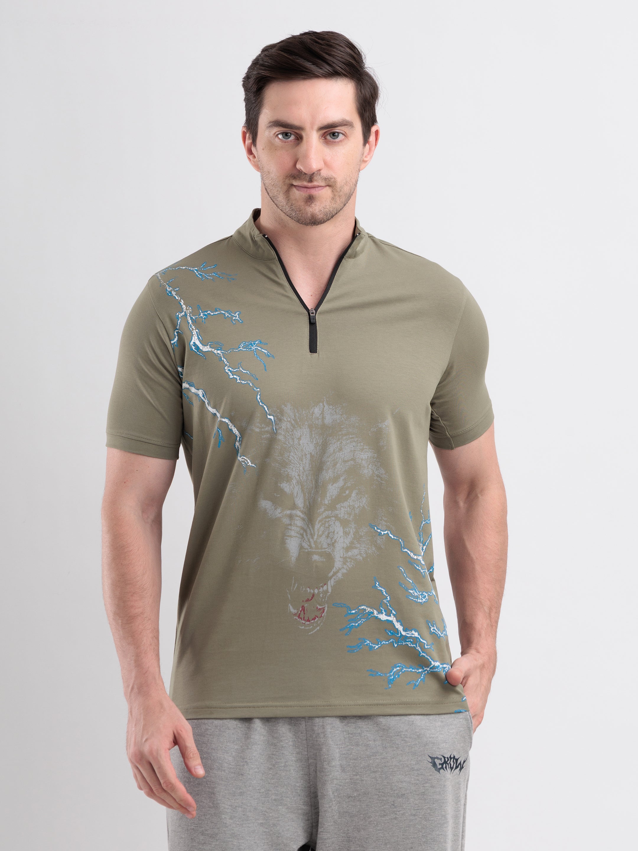Thunderwolf Quarter Zip Tshirt Mid Grey