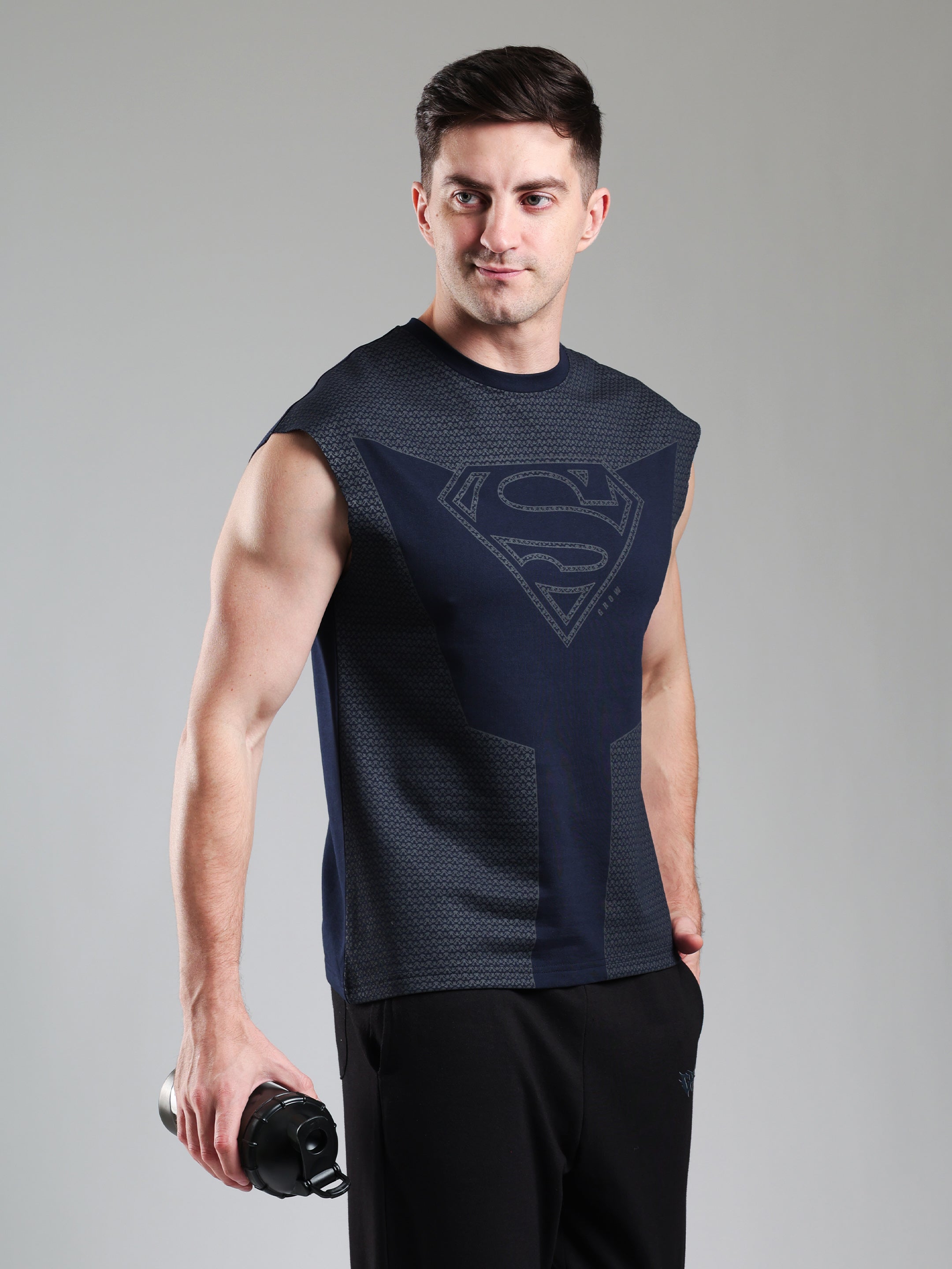 Superman Capsleeves Tee Navy