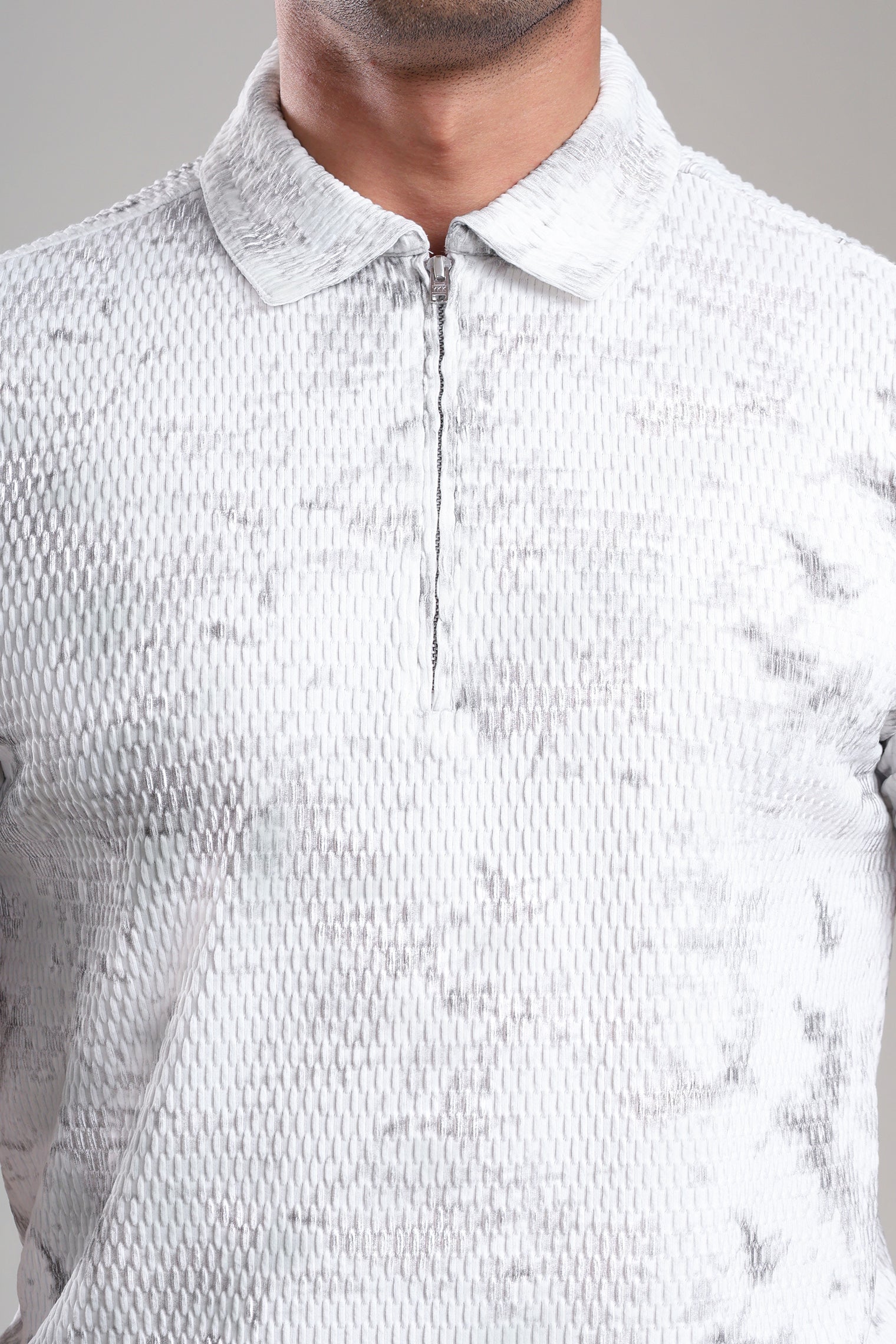 GROW Textured Polo Tee White