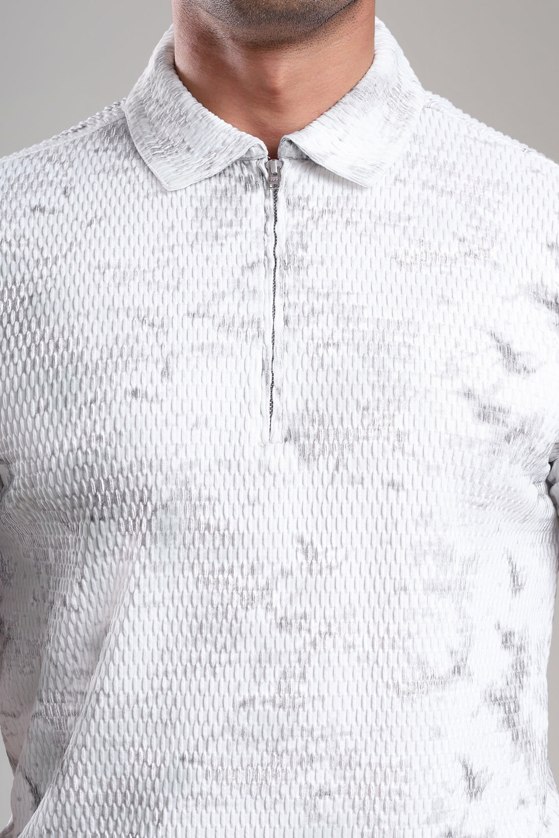 GROW Textured Polo Tee White