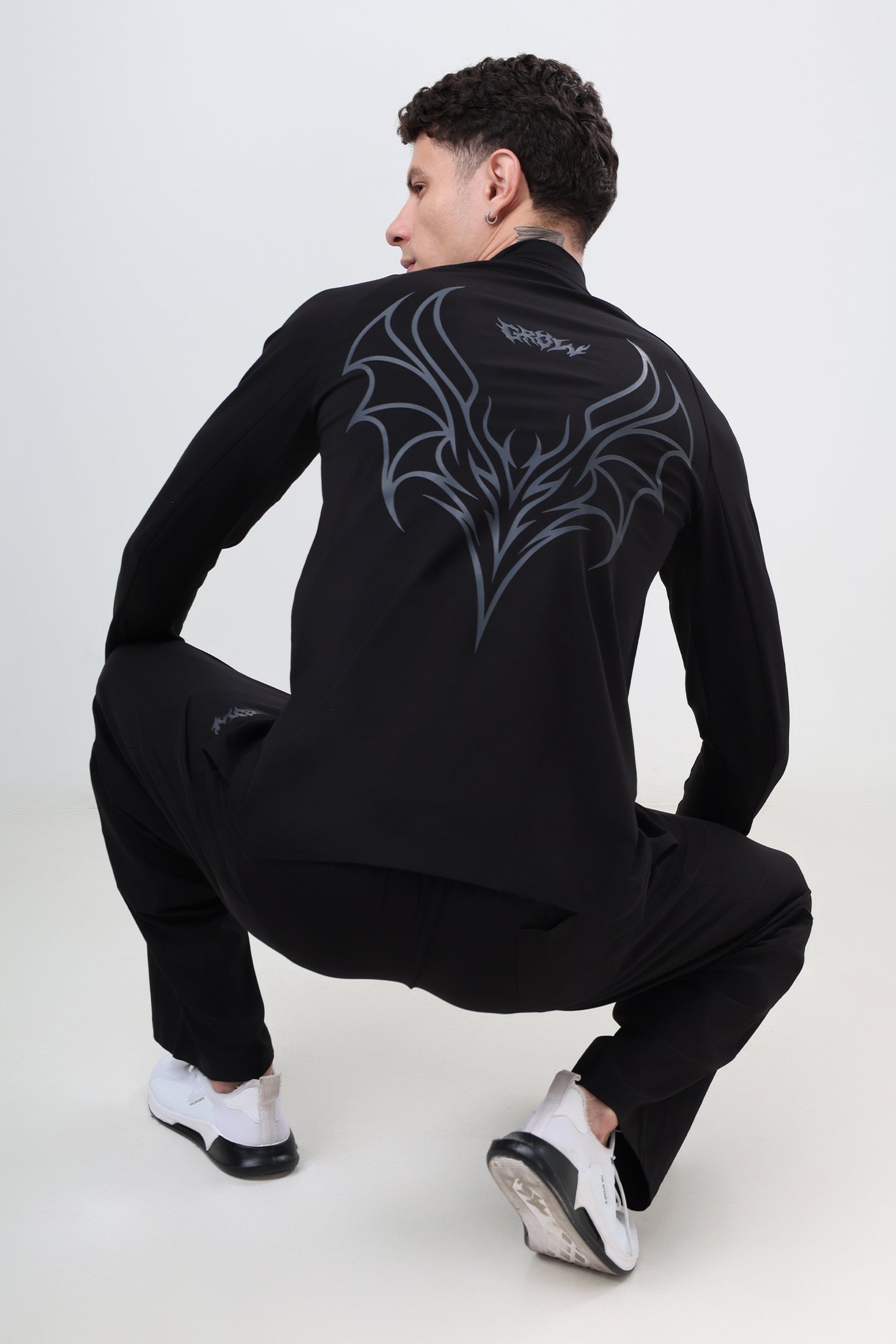 Quarter Zip T-Shirt (Cotton Feel) Black