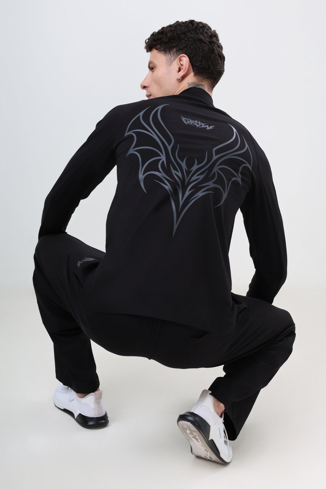 Quarter Zip T-Shirt (Cotton Feel) Black