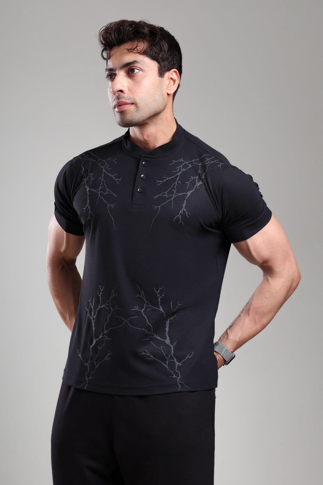 GROW Luxe Henley T-Shirt Black