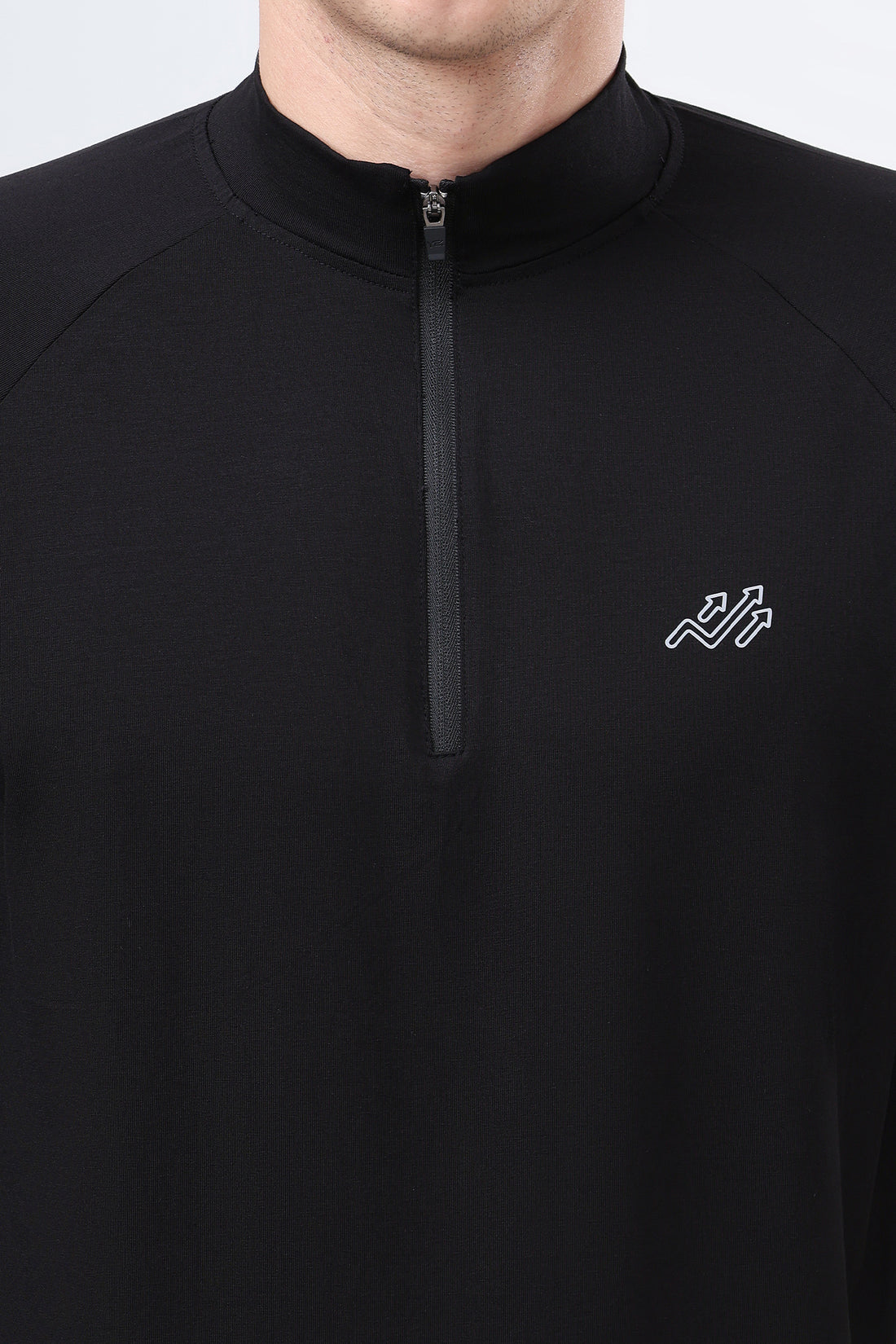 Raglan Quarter Zip T-Shirt (Cotton Feel) Black