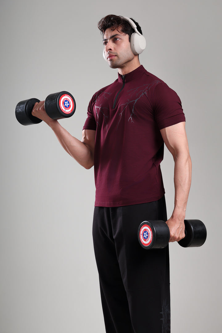 GROW AlphaFlex Quarter Zip Tshirt Wine