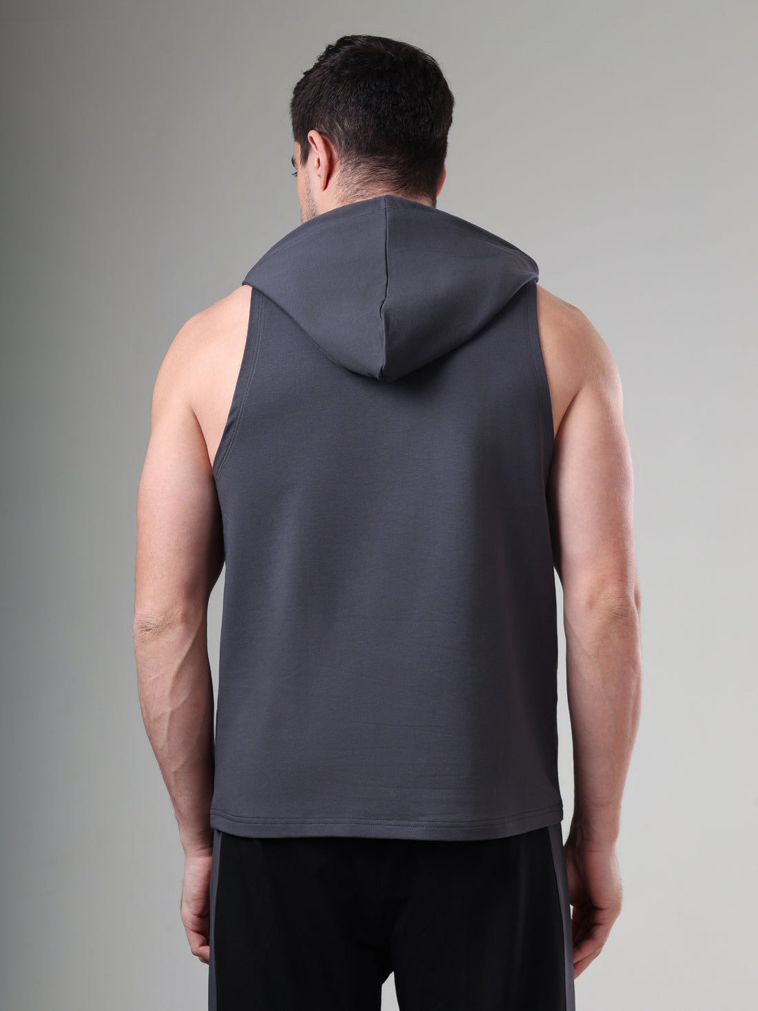 Push Sleeveless Hoodie Dark Grey