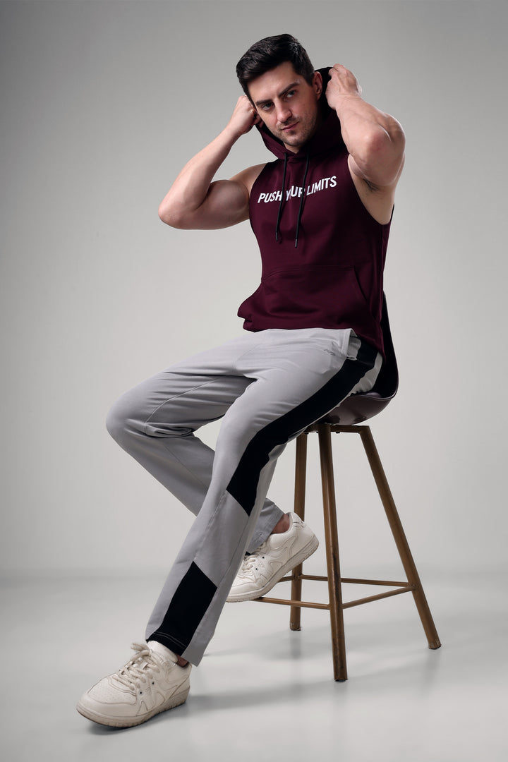 Push Sleeveless Hoodie Wine