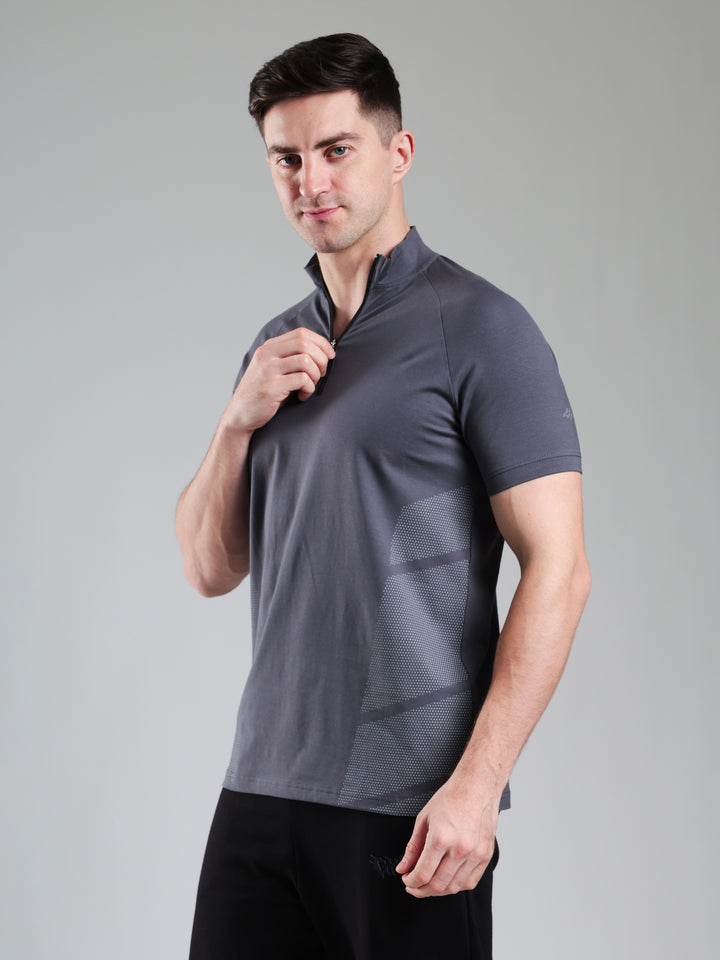 Half Quarter Zip Performance T-Shirt Dark Grey