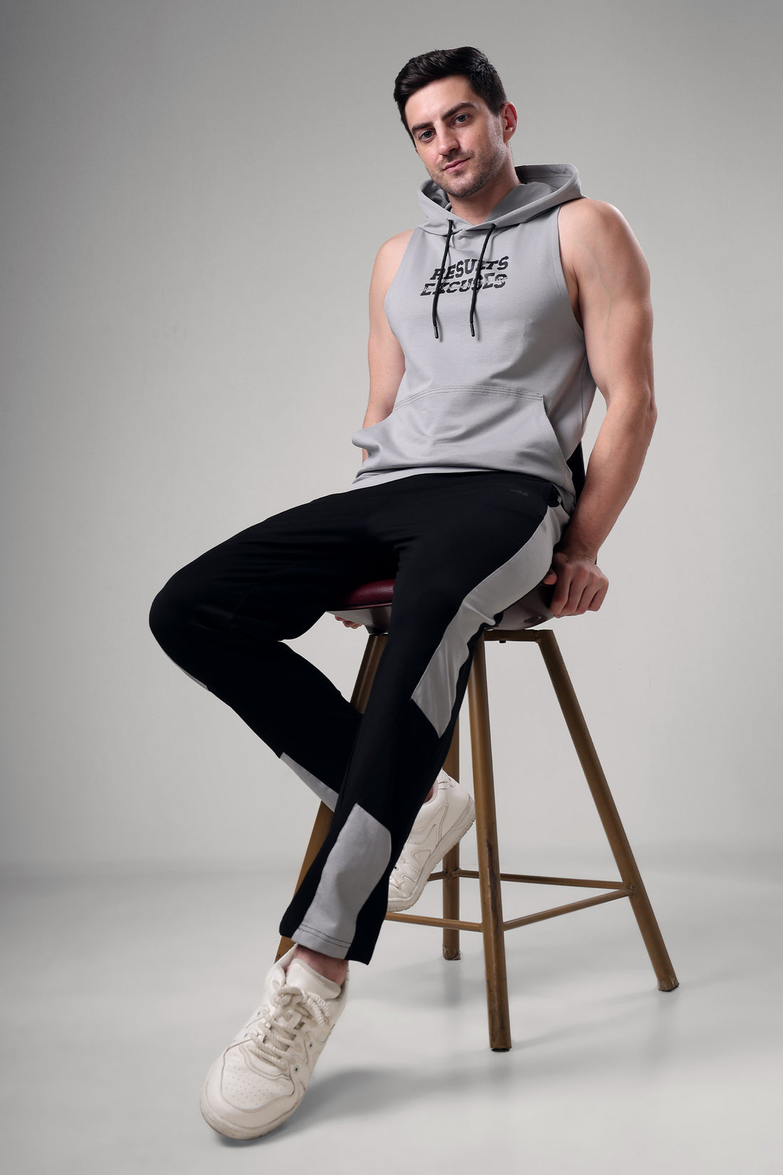 Results Sleeveless Hoodie Light Grey