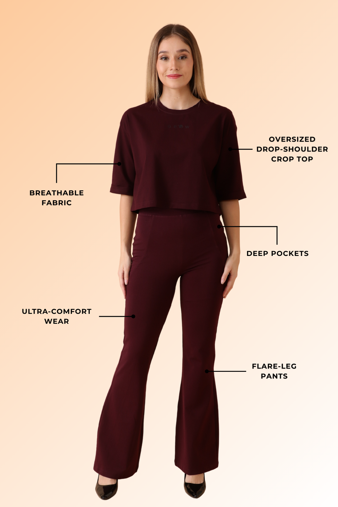 GROW Lounge Luxe Co-ord Set Berry Bold