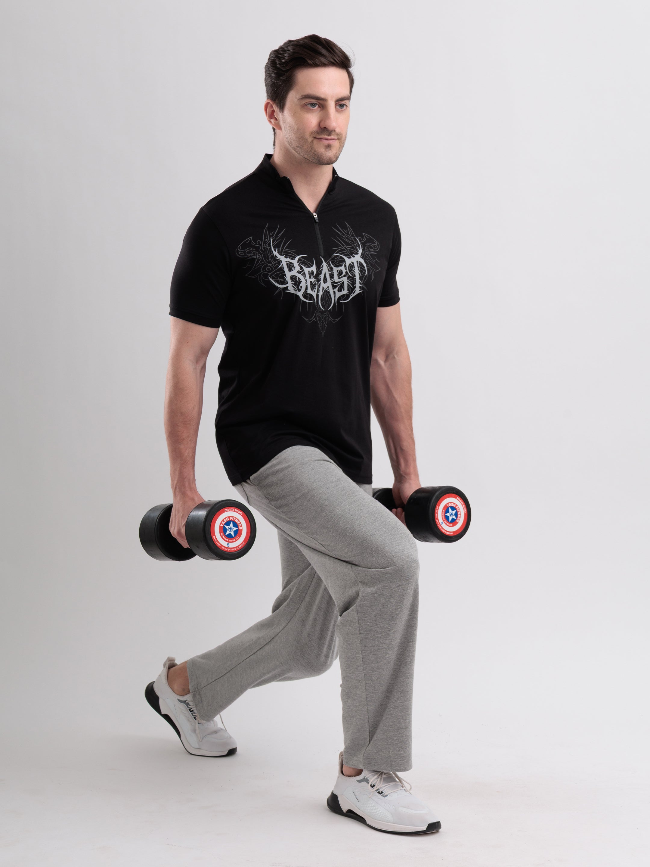 Beast Quarter Zip Tshirt Black