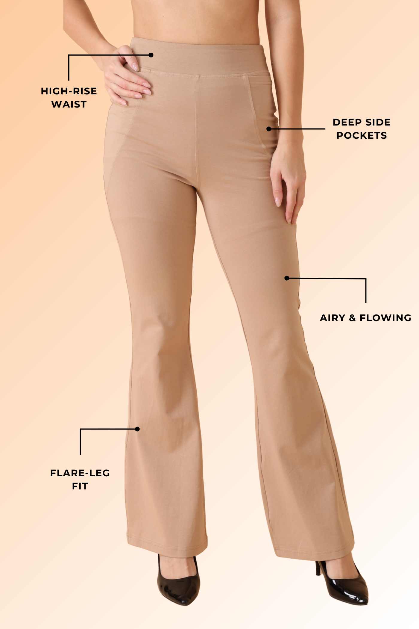 Easy Breezy Flare Pant Beige, Please
