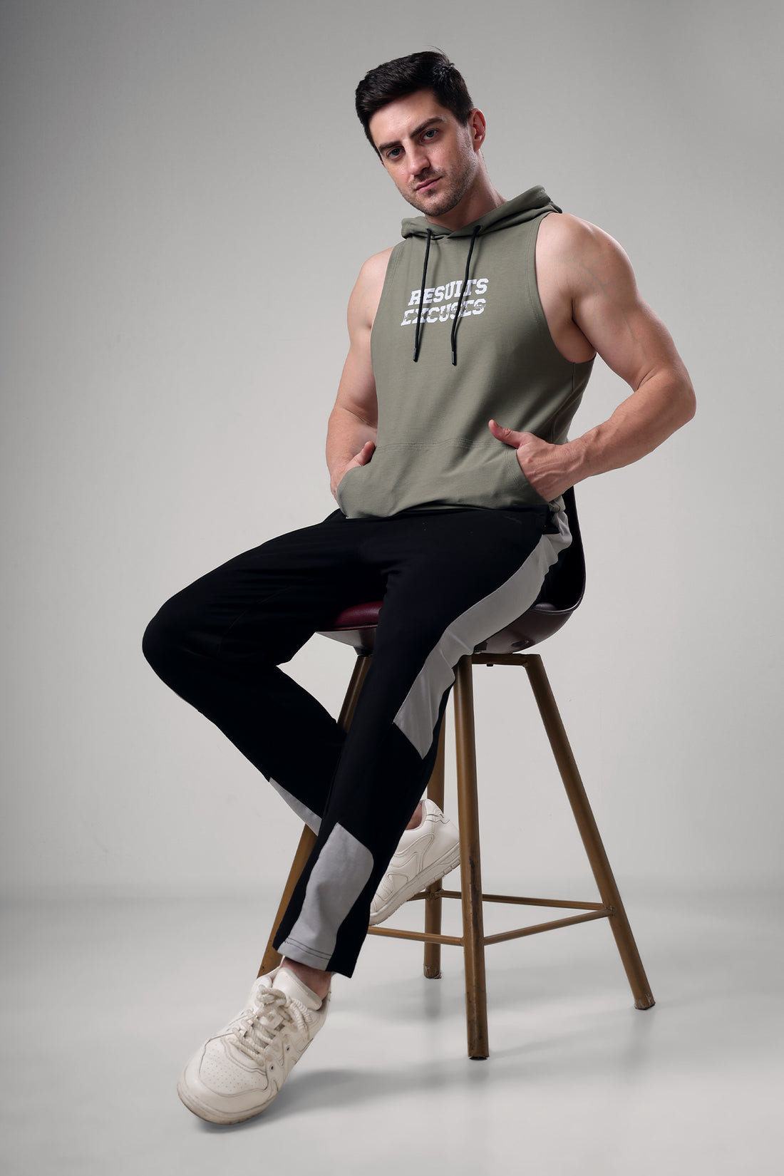 Results Sleeveless Hoodie Mid Grey