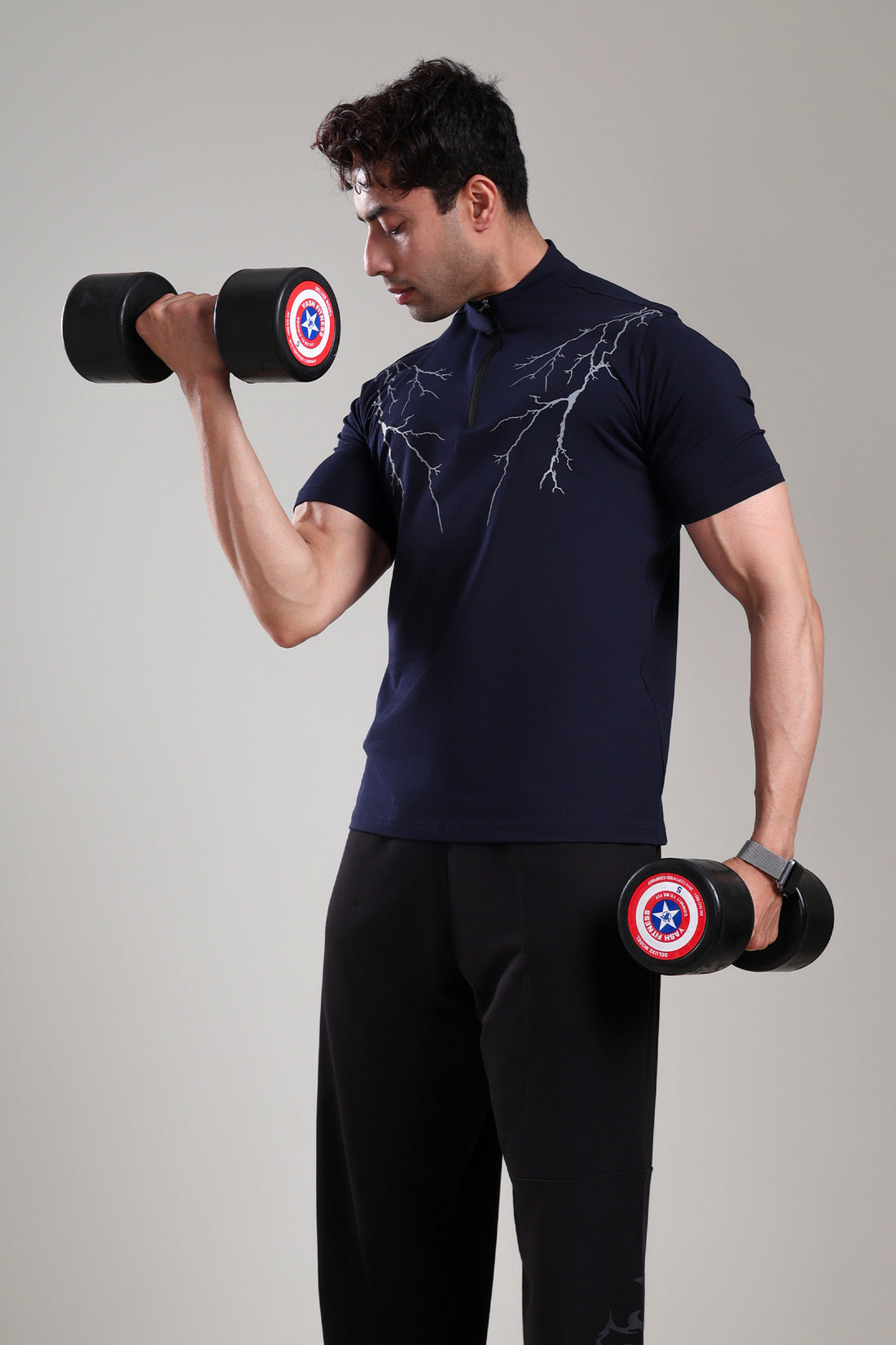 GROW AlphaFlex Quarter Zip Tshirt Navy