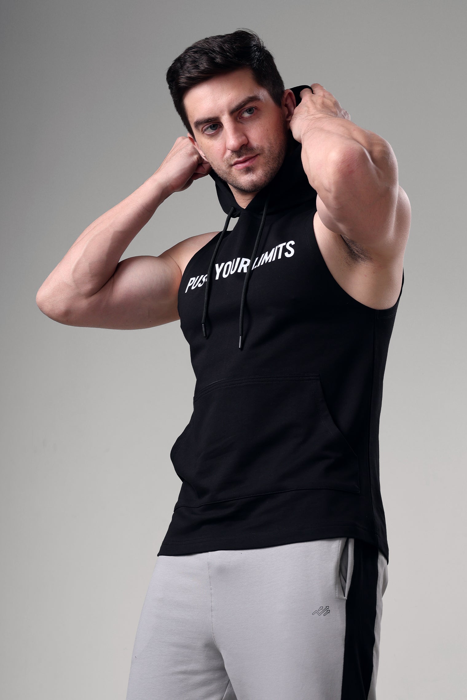 Push Sleeveless Hoodie Black