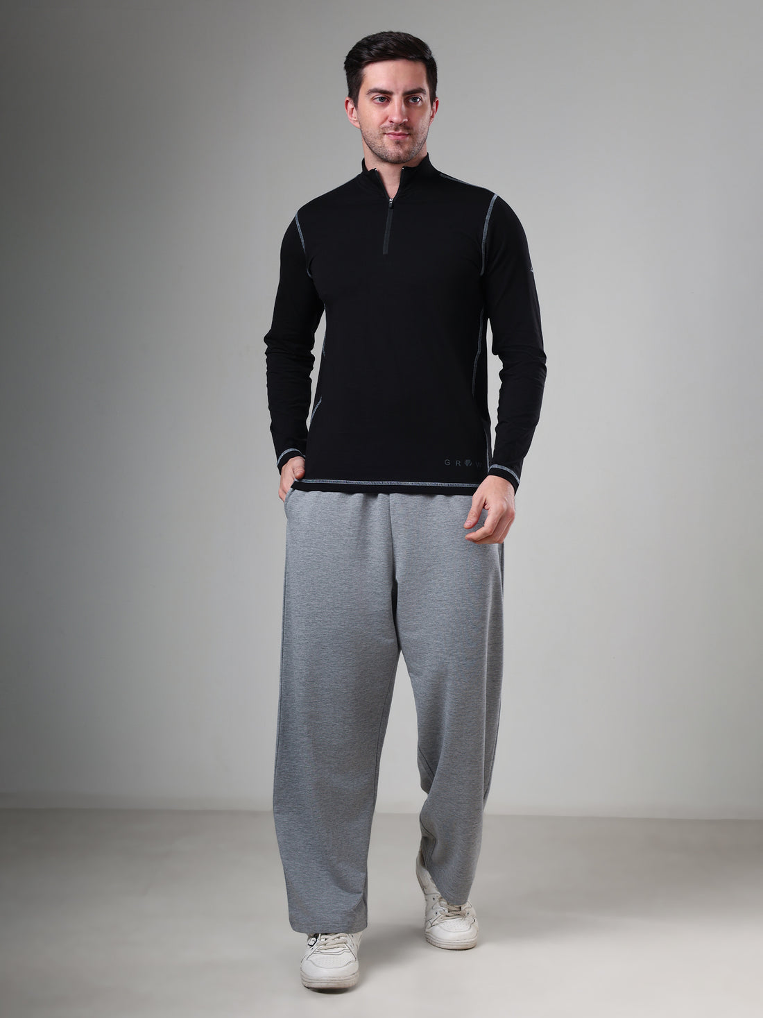 Grow 5T Quarter Zip T-shirt Black/Grey