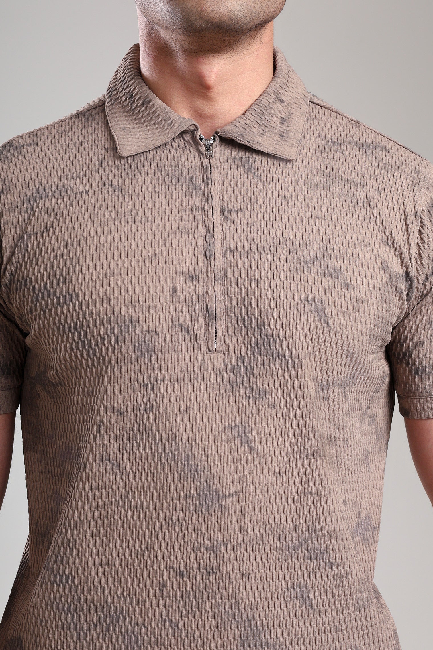 GROW Textured Polo Tee Brown