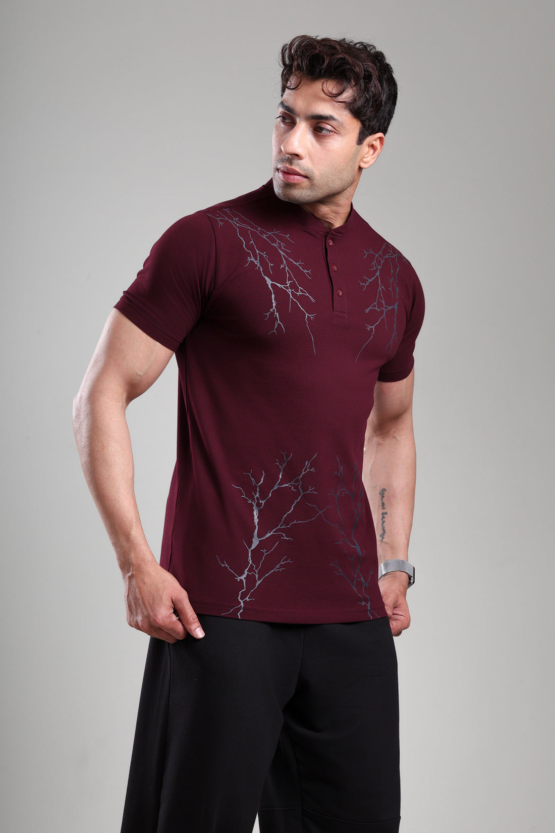 GROW Luxe Henley T-Shirt Wine