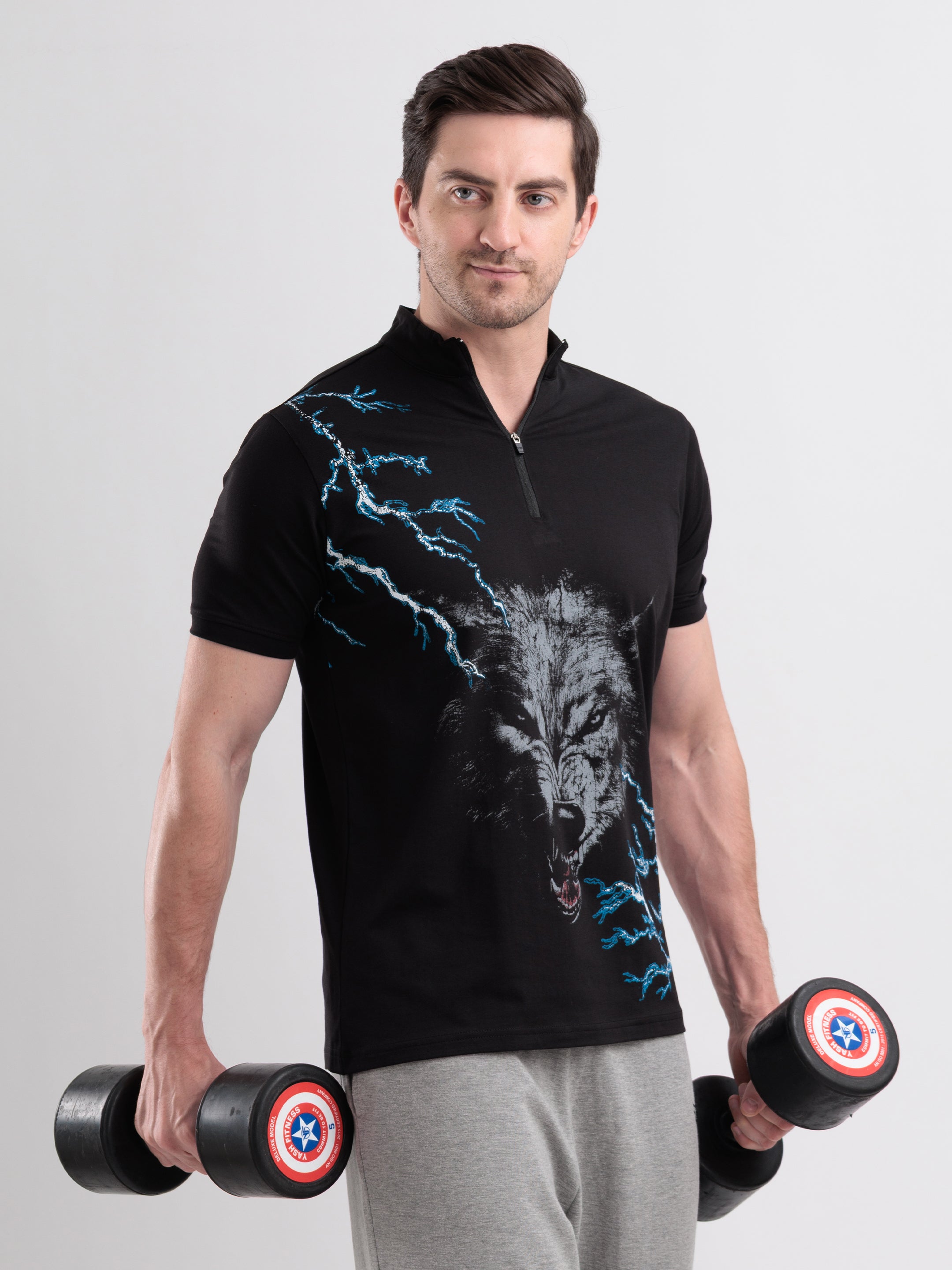 Thunderwolf Quarter Zip Tshirt Black