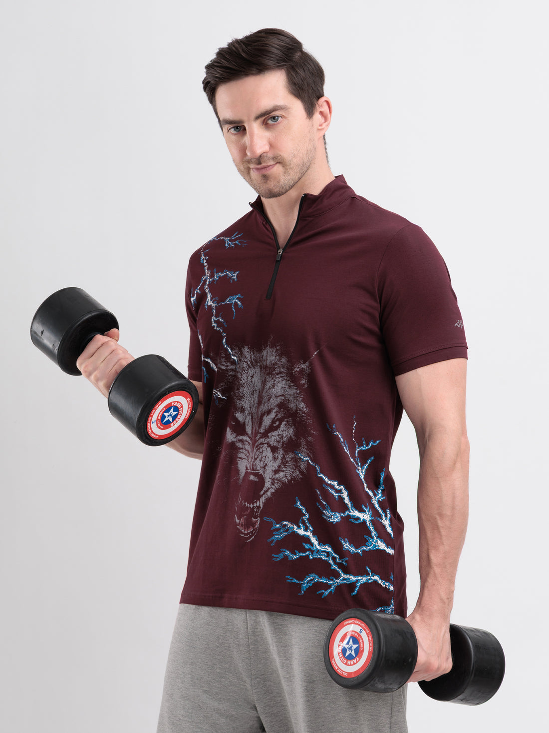 Thunderwolf Quarter Zip Tshirt Wine