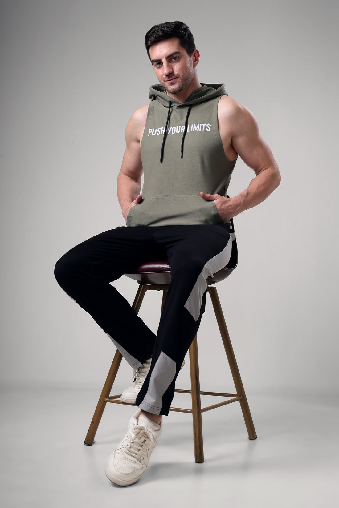 Push Sleeveless Hoodie Grey
