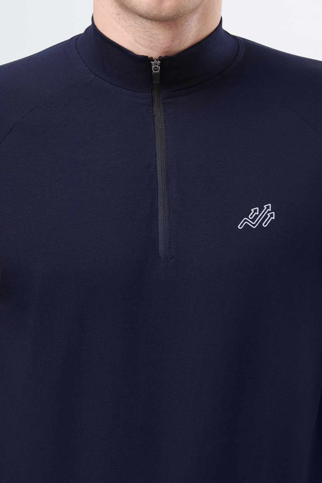 Raglan Quarter Zip T-Shirt (Cotton Feel) Navy