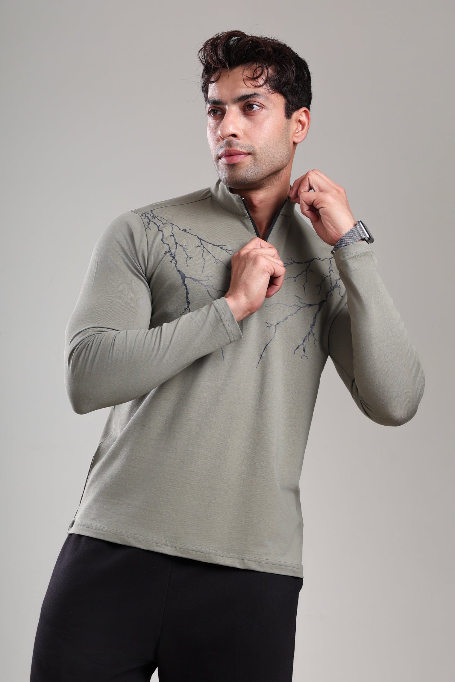 GROW ThunderFlex Zip Tshirt Mid Grey