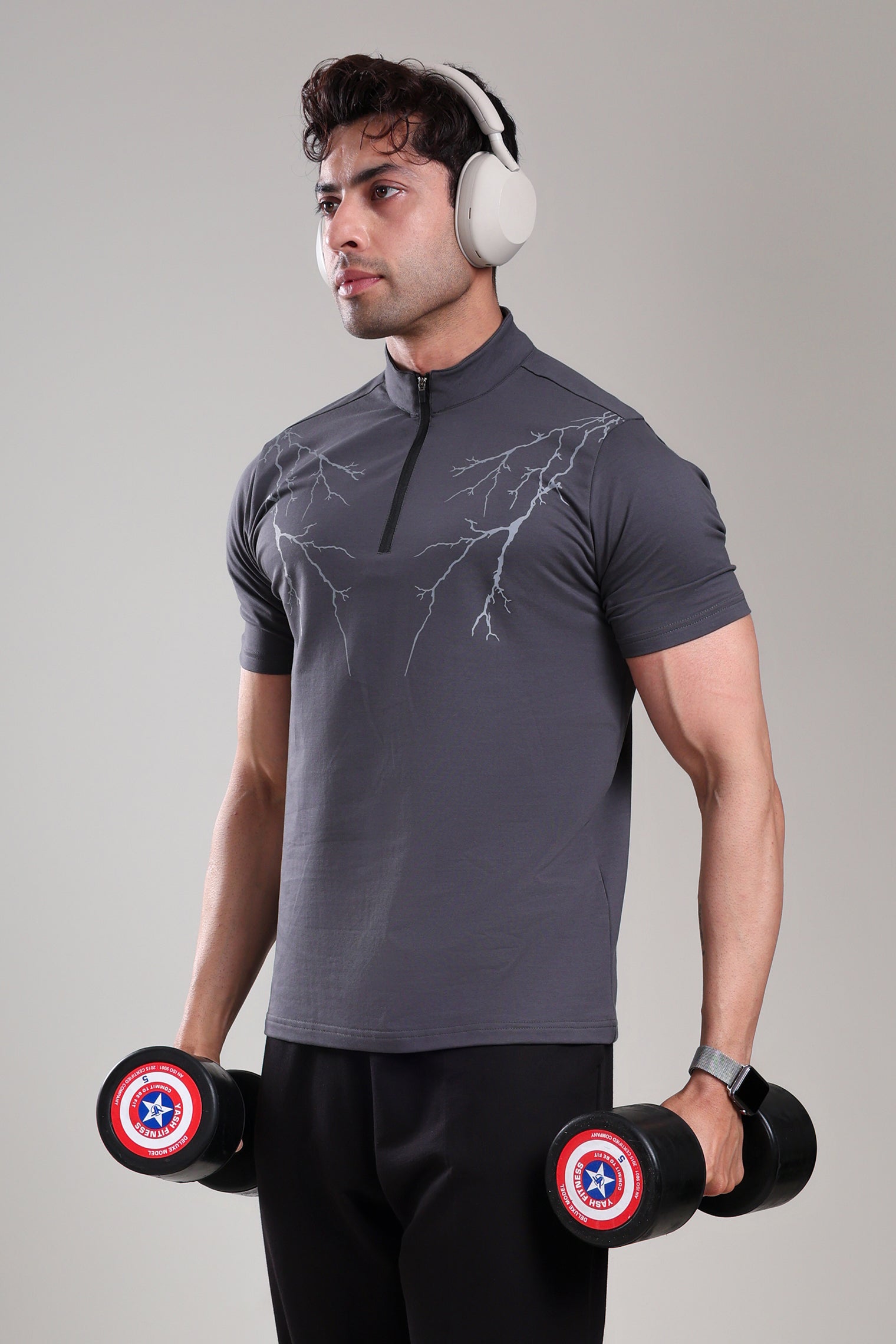 GROW AlphaFlex Quarter Zip Tshirt Dark Grey