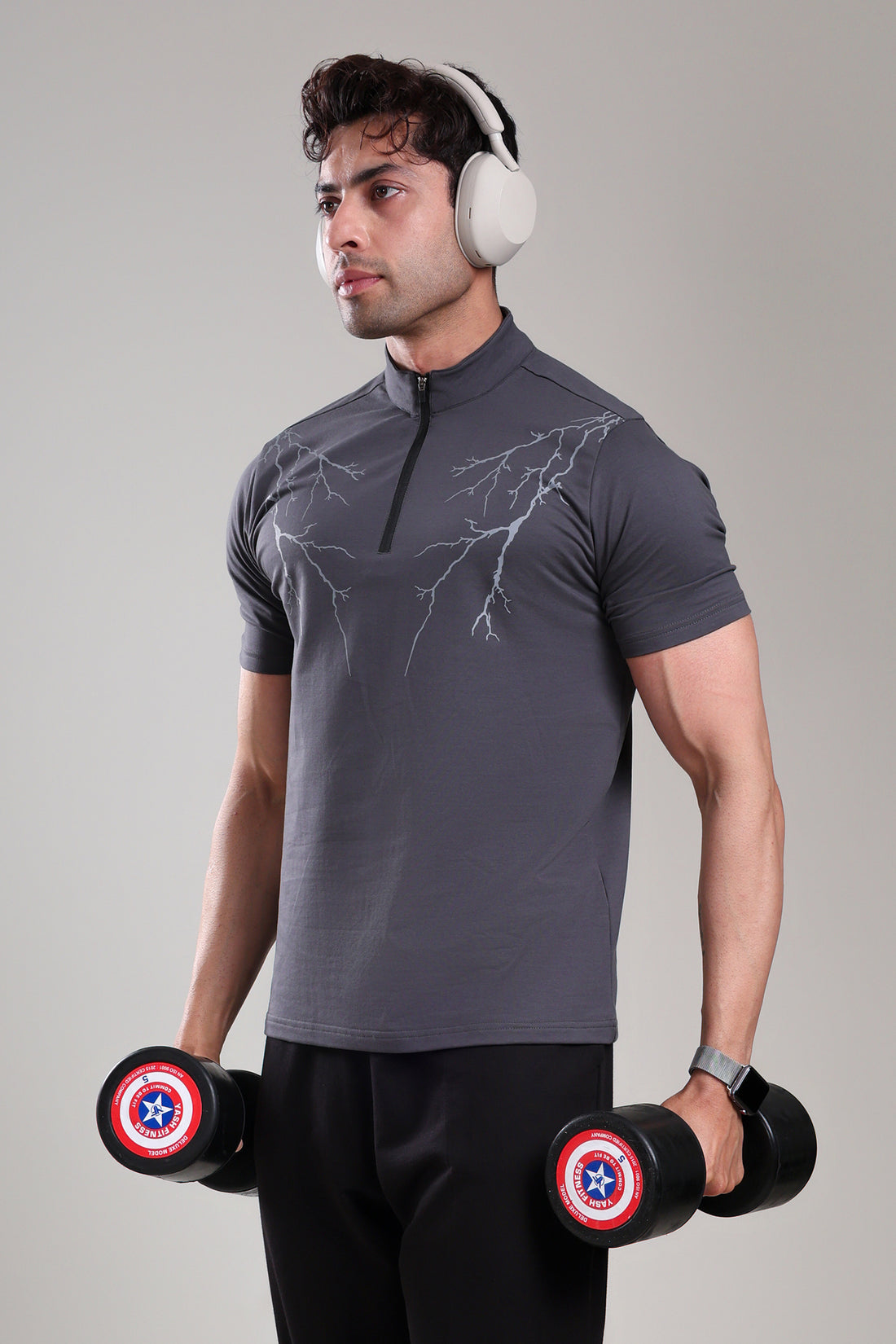 GROW AlphaFlex Quarter Zip Tshirt Dark Grey