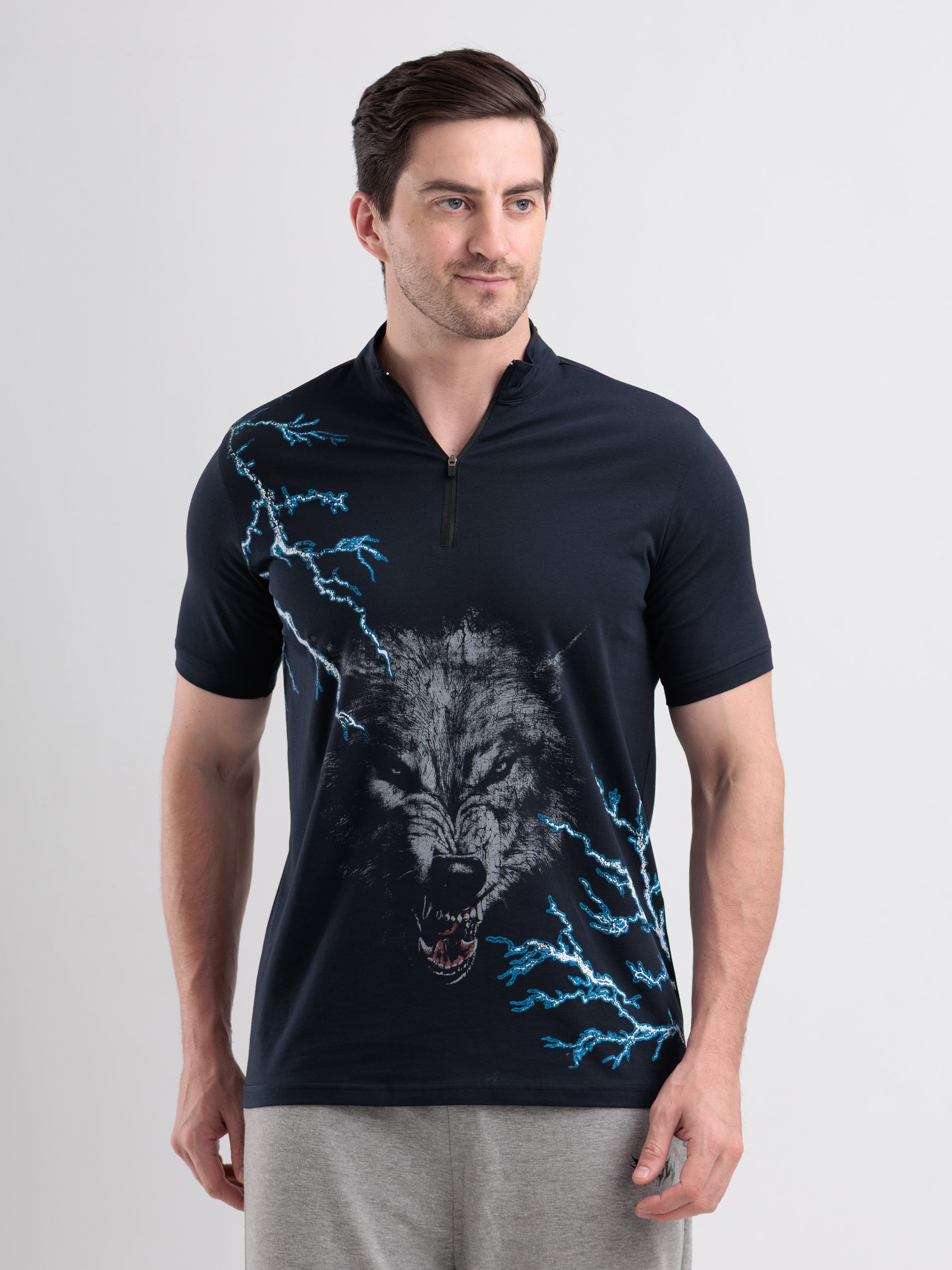 Thunderwolf Quarter Zip Tshirt Navy