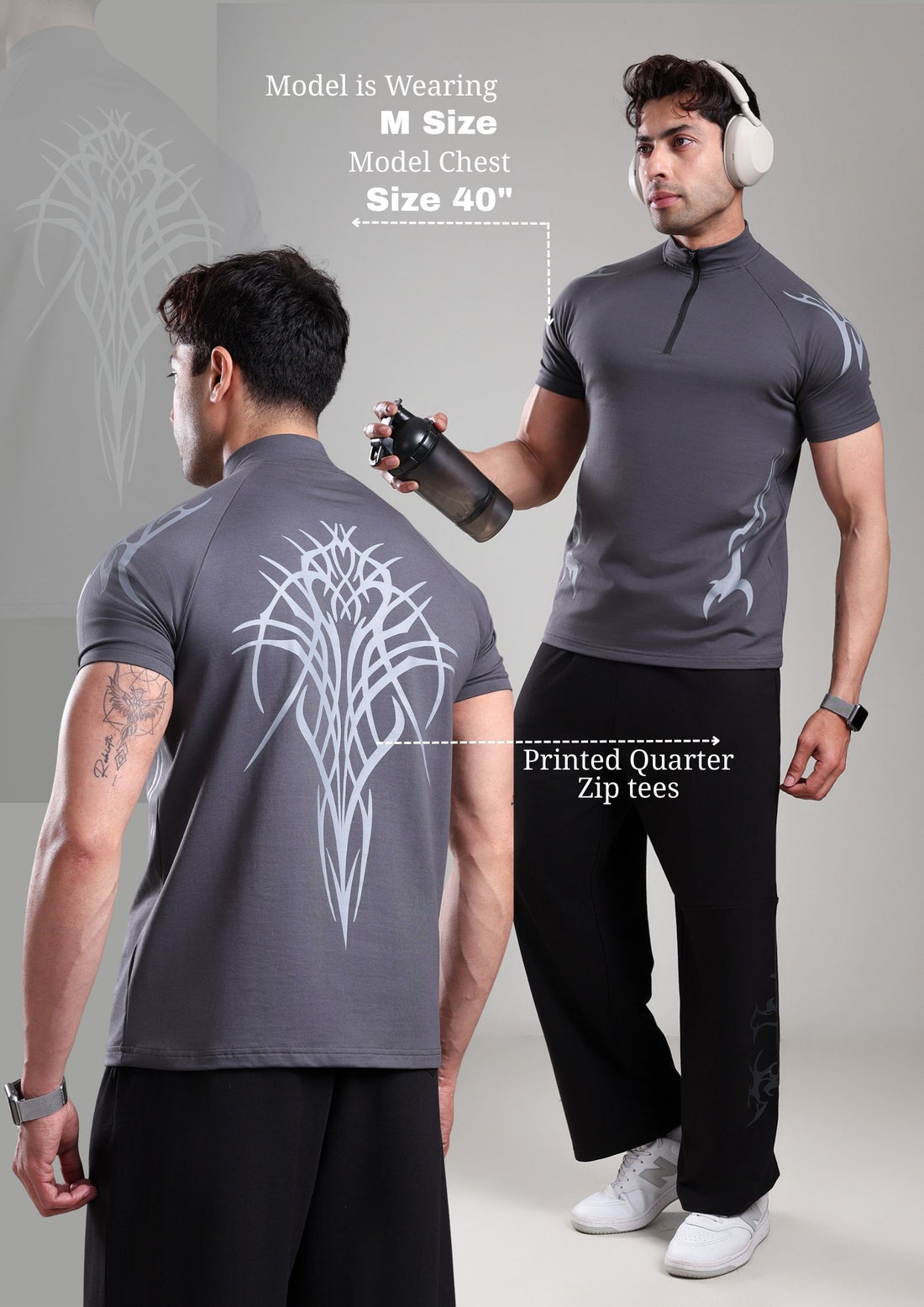 GROW ShadowTribe Zip Tshirt Dark Grey