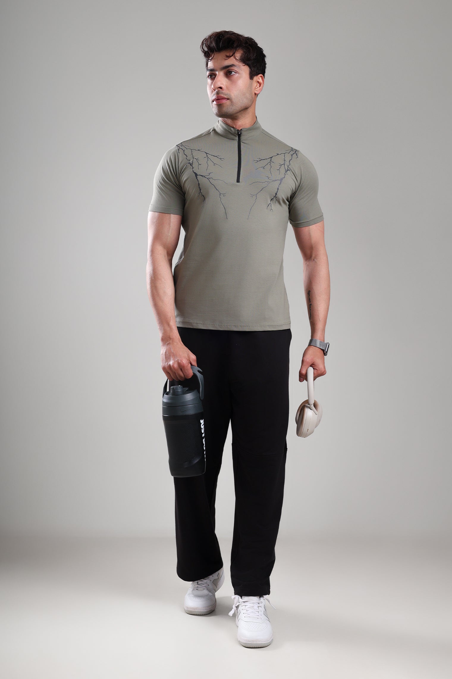 GROW AlphaFlex Quarter Zip Tshirt Mid Grey