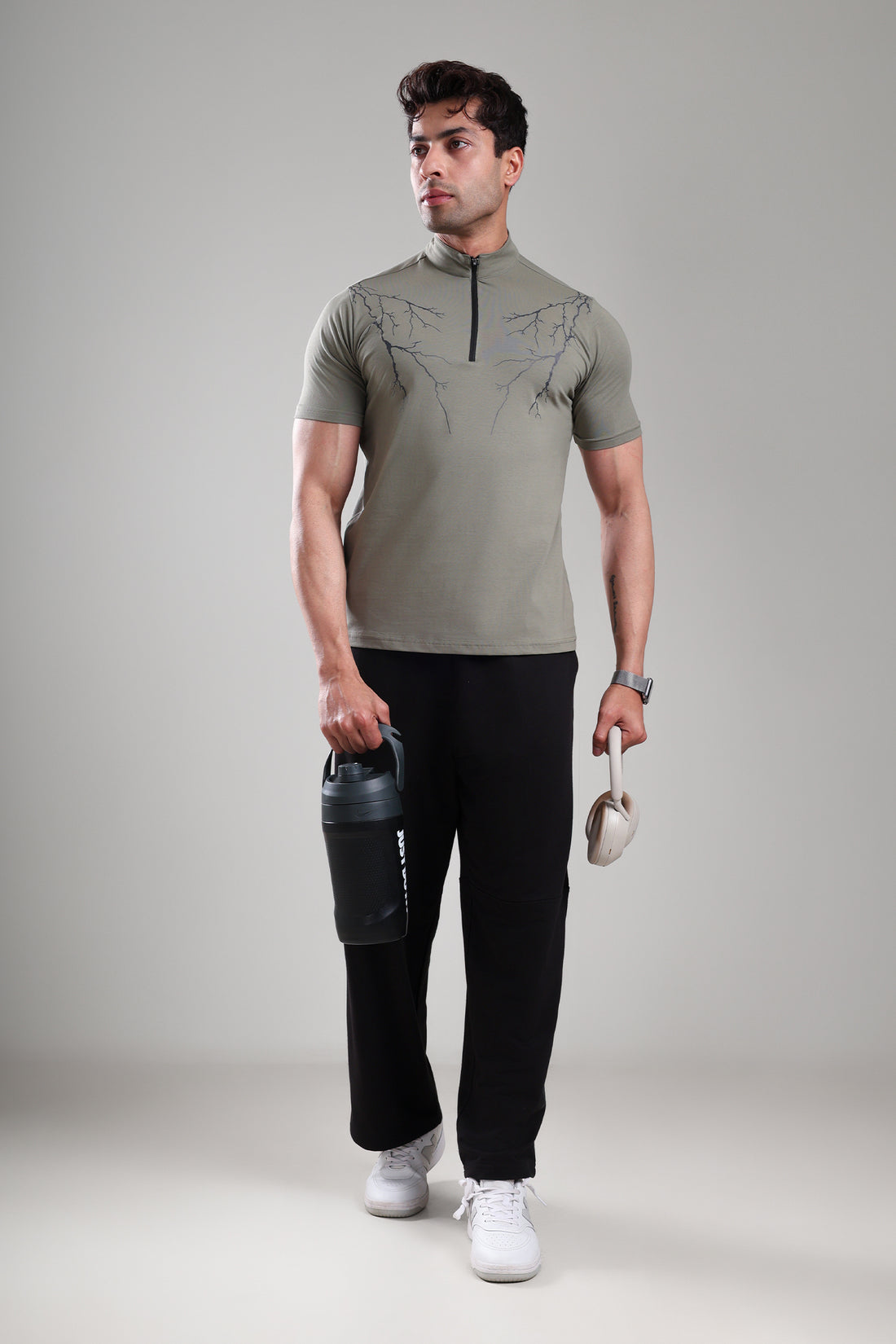 GROW AlphaFlex Quarter Zip Tshirt Mid Grey