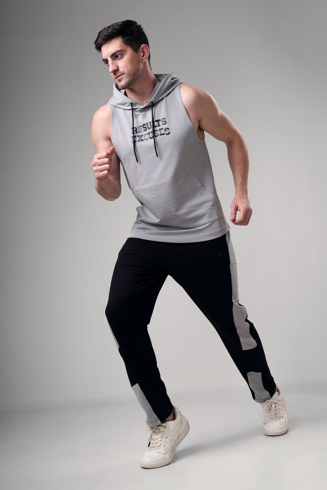 Results Sleeveless Hoodie Light Grey