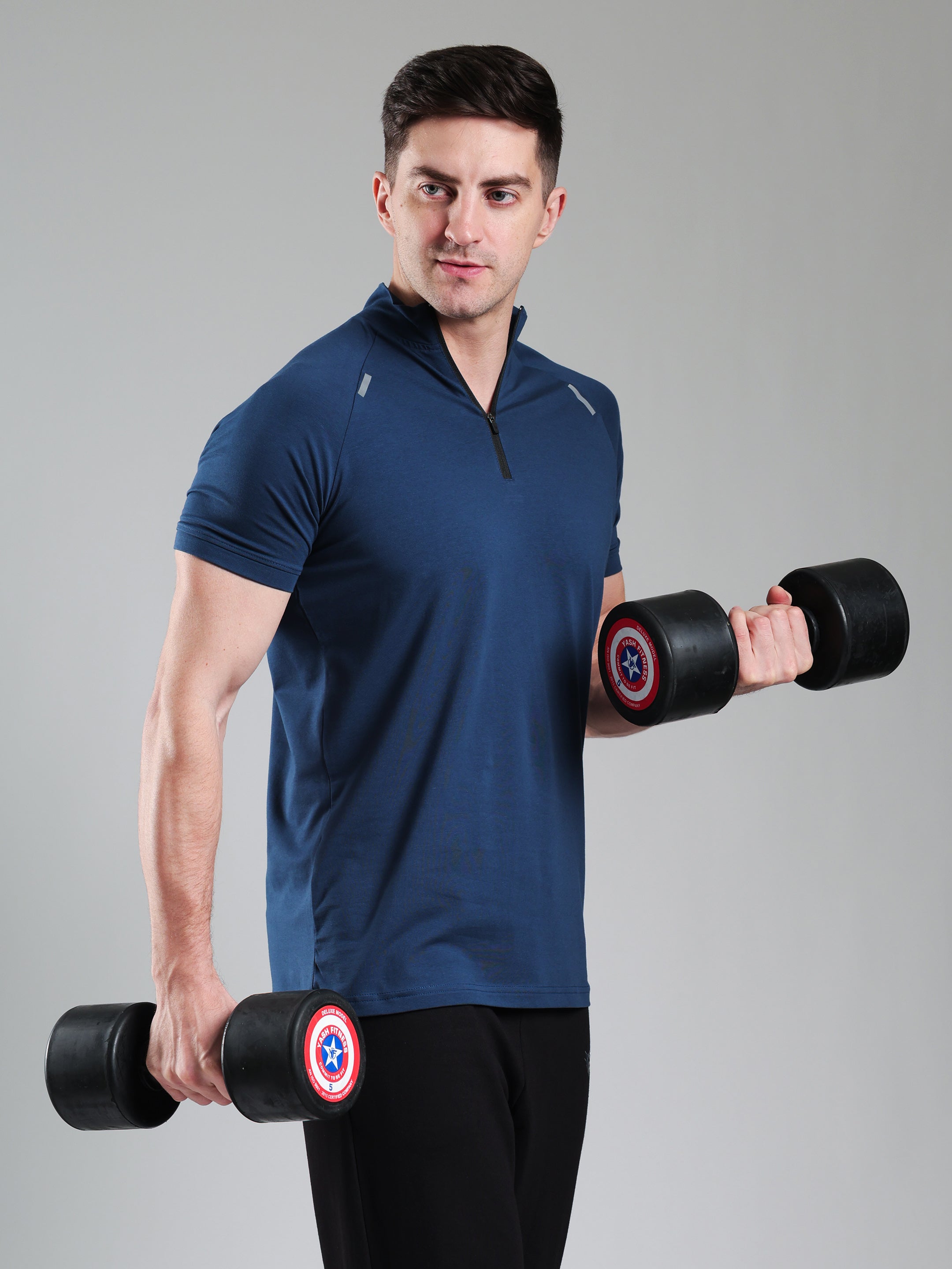 Raglan Quarter Zip Half Sleeves Tshirt Airforce
