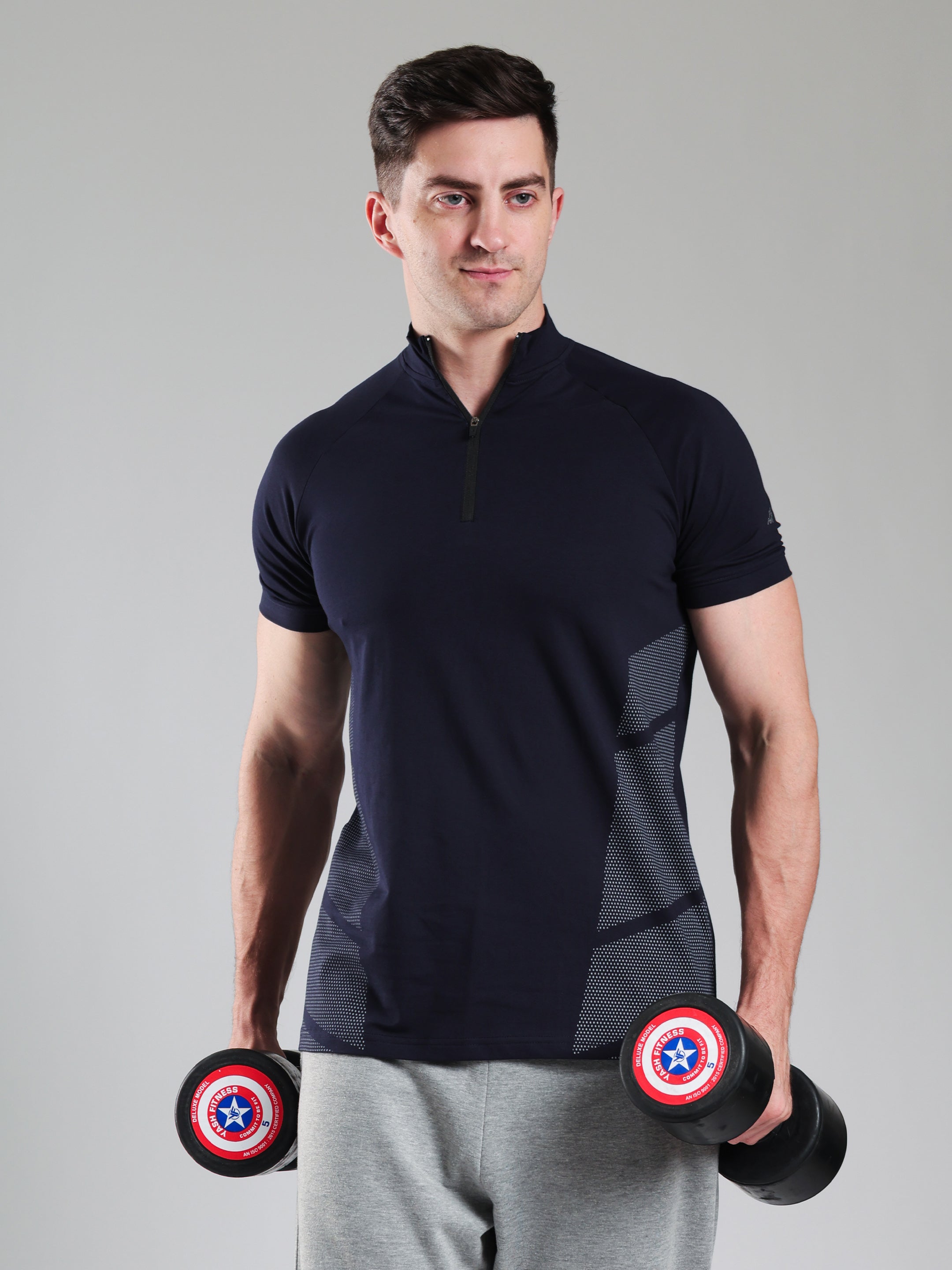 Half Quarter Zip Performance T-Shirt Navy