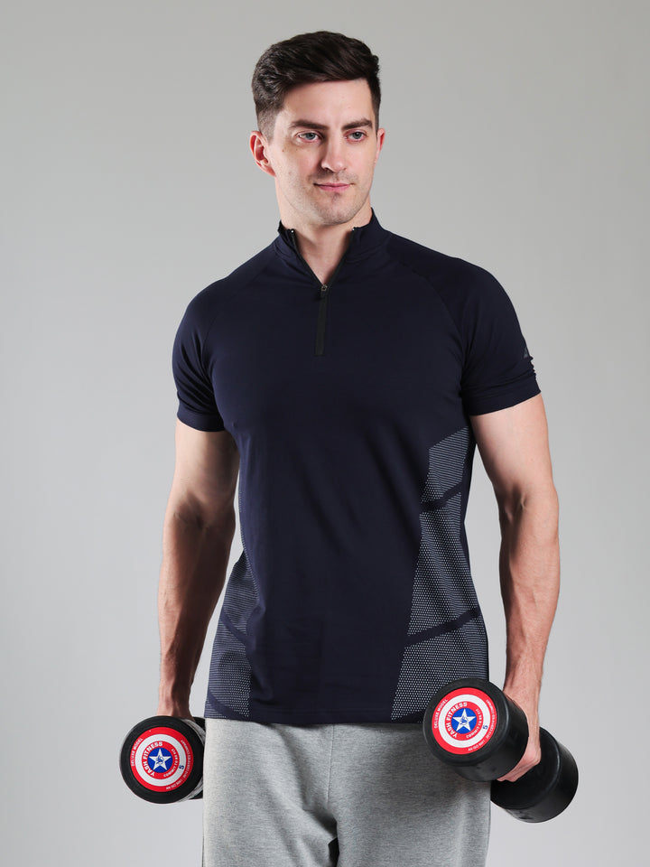 Half Quarter Zip Performance T-Shirt Navy