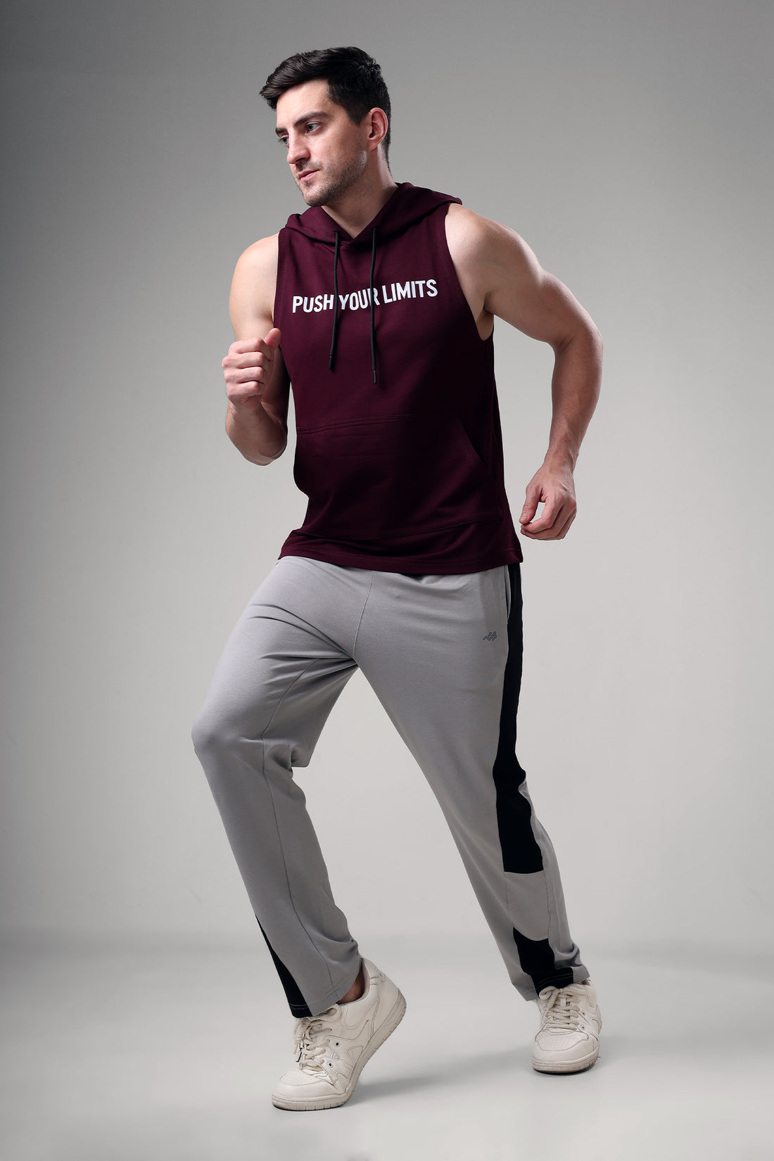 Push Sleeveless Hoodie Wine