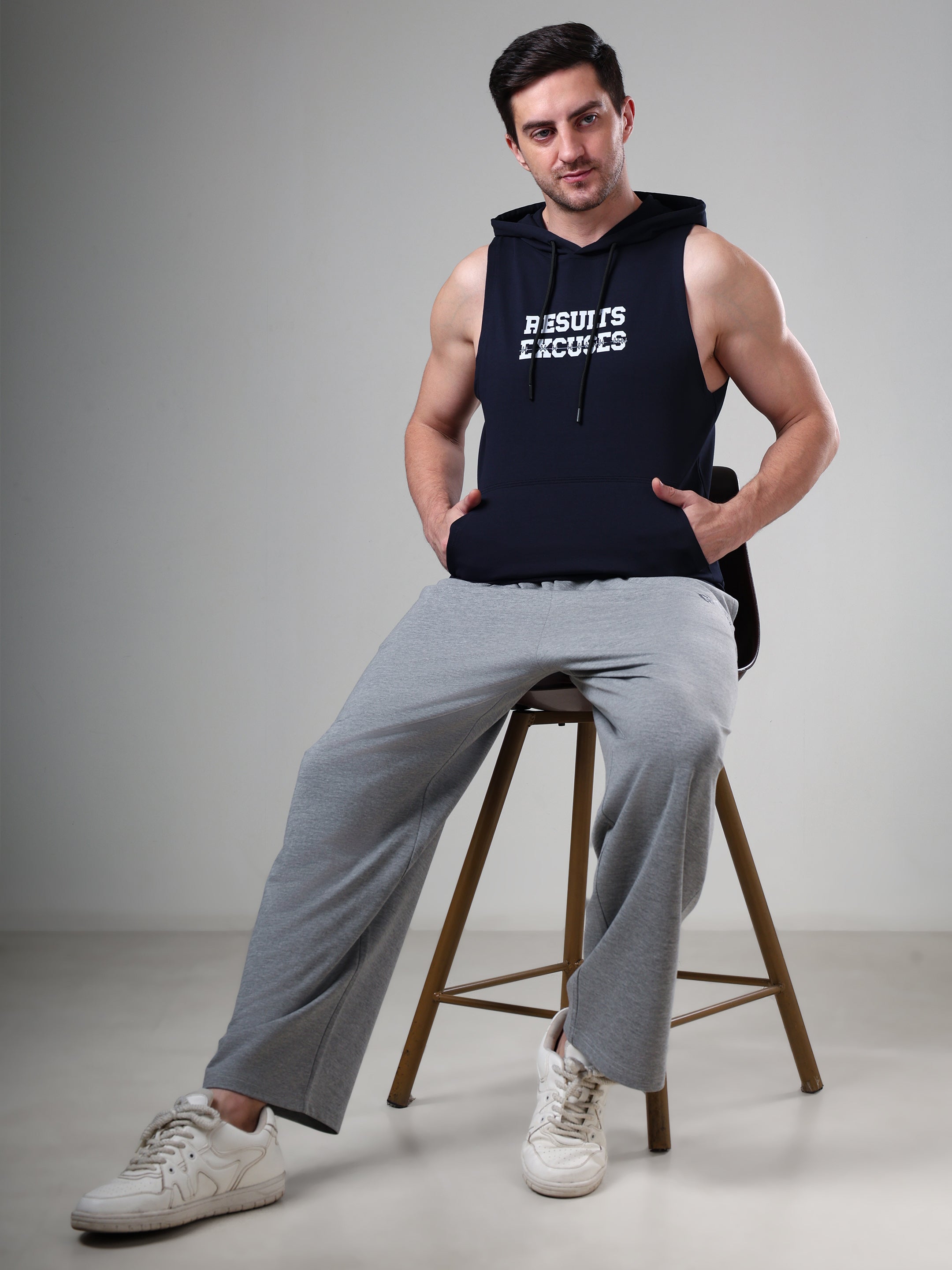 Results Sleeveless Hoodie Navy