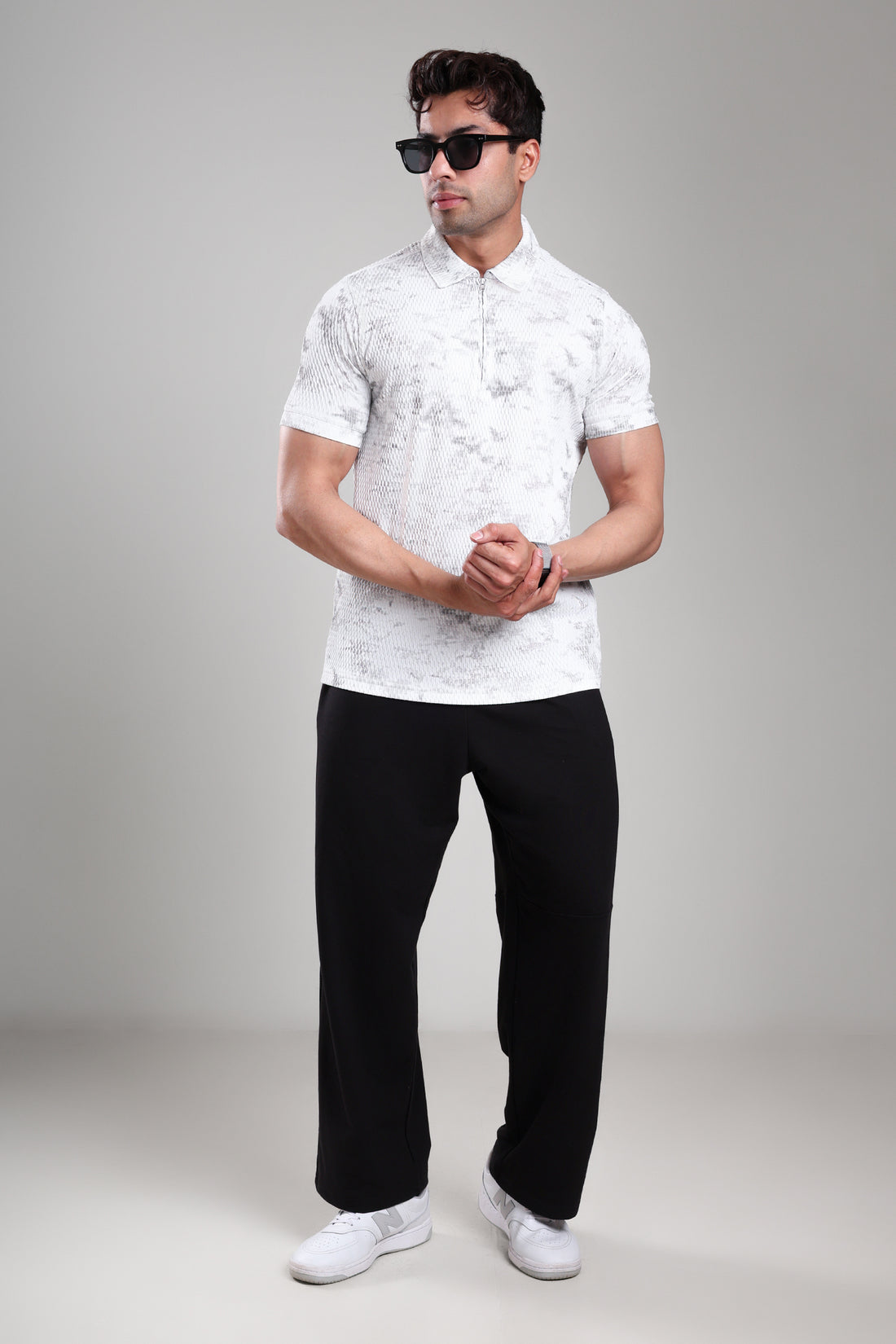 GROW Textured Polo Tee White