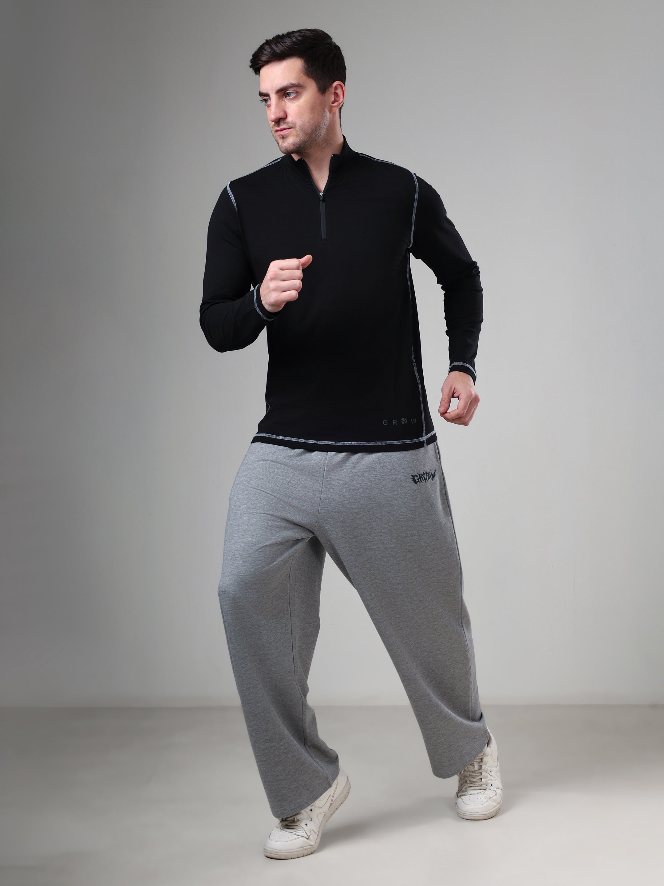 Grow 5T Quarter Zip T-shirt Black/Grey