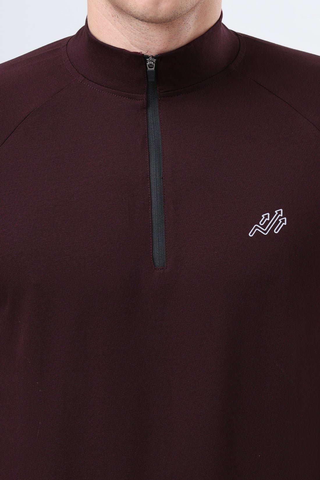 Raglan Quarter Zip T-Shirt (Cotton Feel) Wine