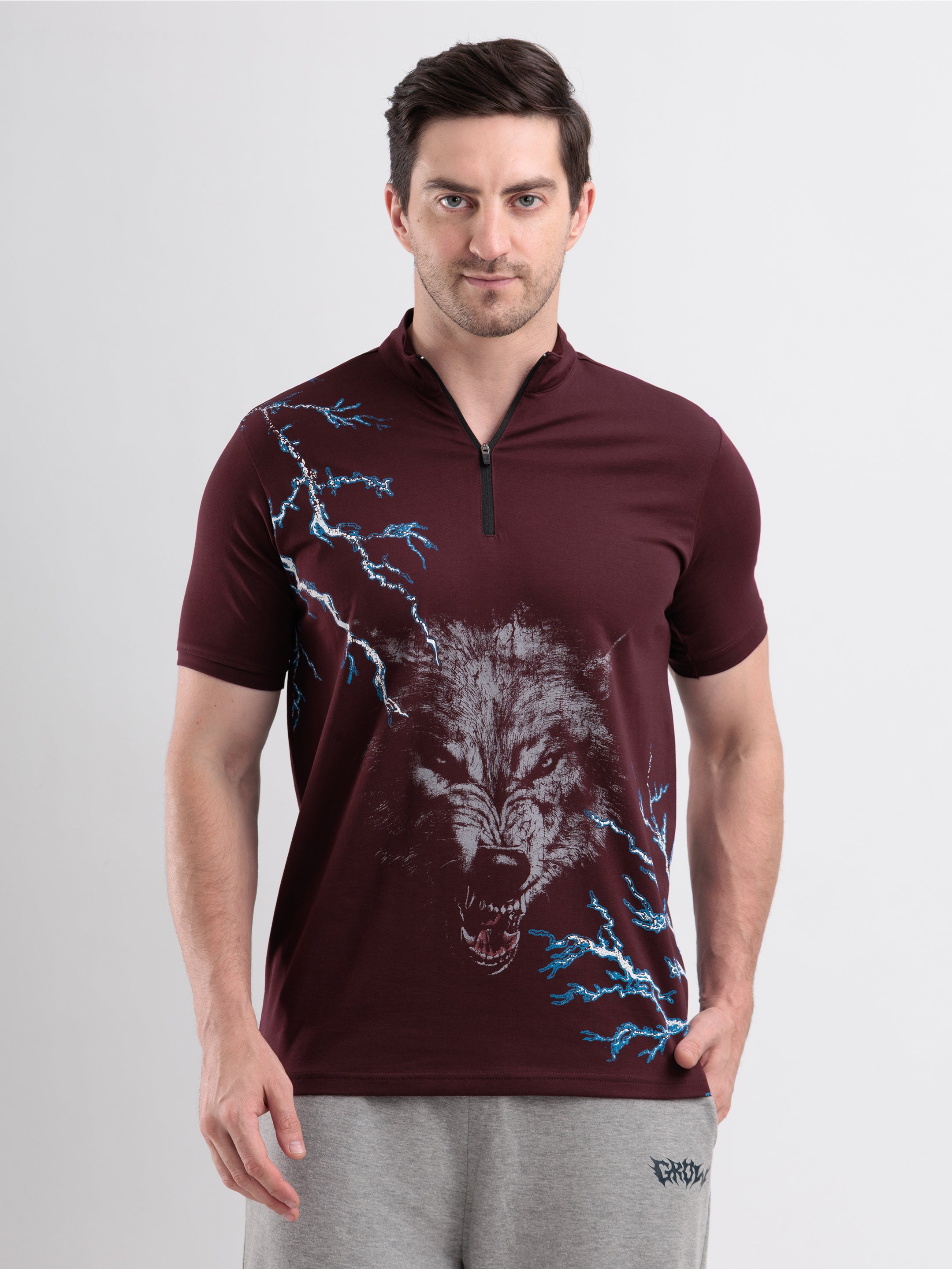 Thunderwolf Quarter Zip Tshirt Wine