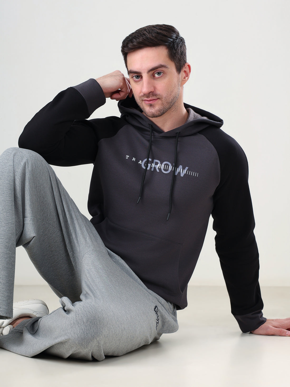 Grow Raglan Comfy Hoodie Dark Grey